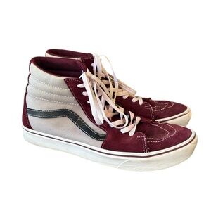 Vans SK8-Hi Mens High Top Skateboarder Maroon Gray Colorway Sneaker Size 12‎
